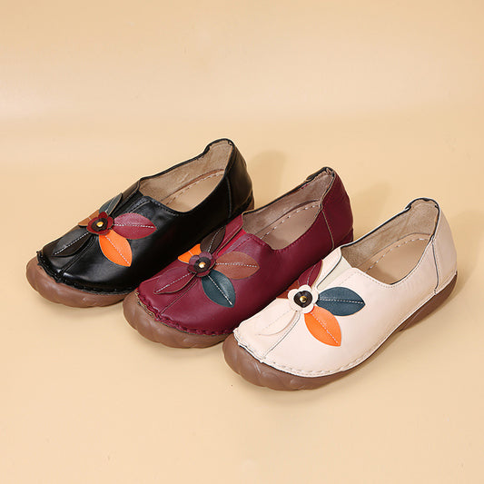 Damen bequeme Ballerinas mit floralem Design und elastischem Riemen Stalluxe