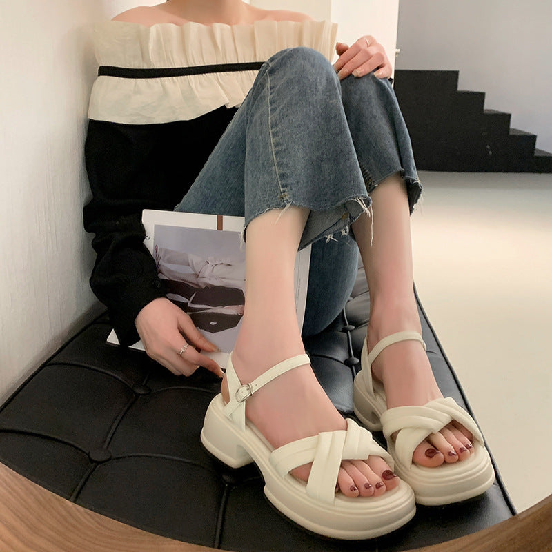 Damen Sandalen mit elegantem Kreuzriemen und komfortablem Blockabsatz Stalluxe