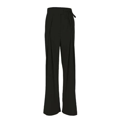 Damen Weite, hoch taillierte Stoffhose mit Bundfalten und Gürteldetail Stalluxe