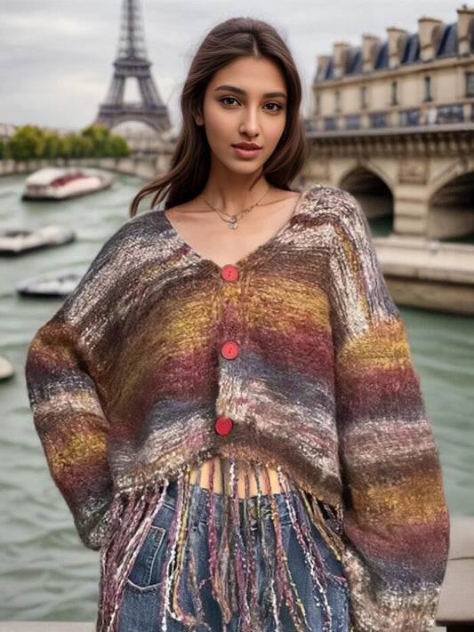 Damen Kurzer Strickjacke mit auffälligem Fransen-Design Stalluxe