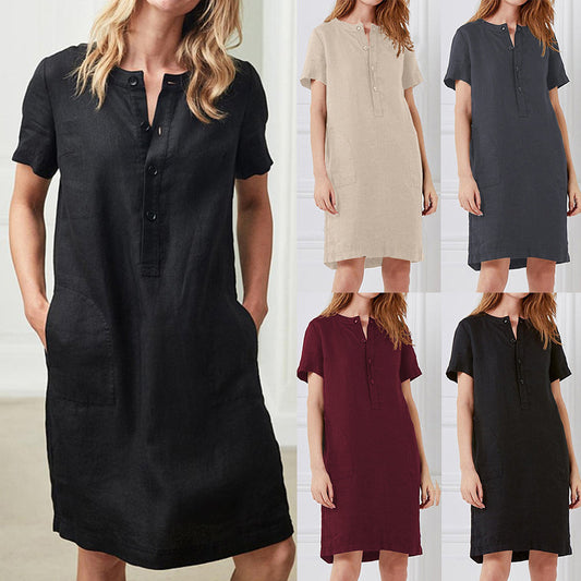 Damen Hemdkleid mit praktischen Taschen und Knopfleiste Stalluxe