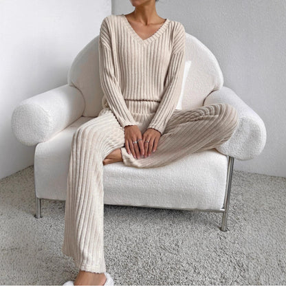 Women's Cozy Striped Lounge Set Stalluxe