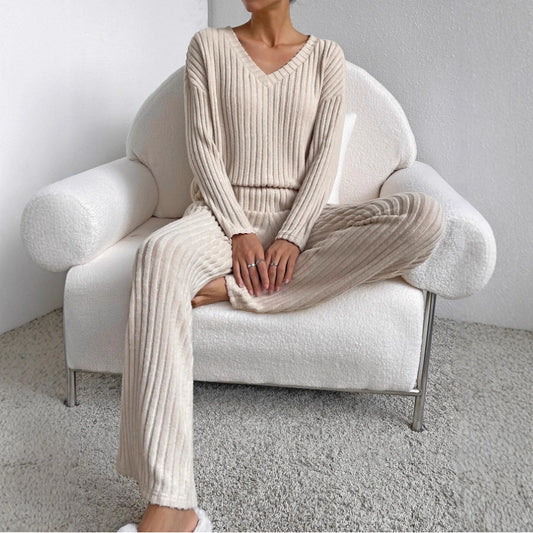 Women's Cozy Striped Lounge Set Stalluxe