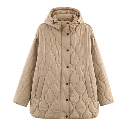 Damen modische gesteppte Übergangsjacke mit Kapuze und seitlichen Eingrifftaschen Stalluxe
