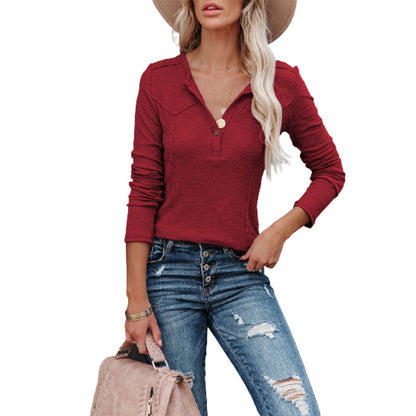 Damen Langarmshirt mit Knopfdetail und Western-Schulterdesign Stalluxe