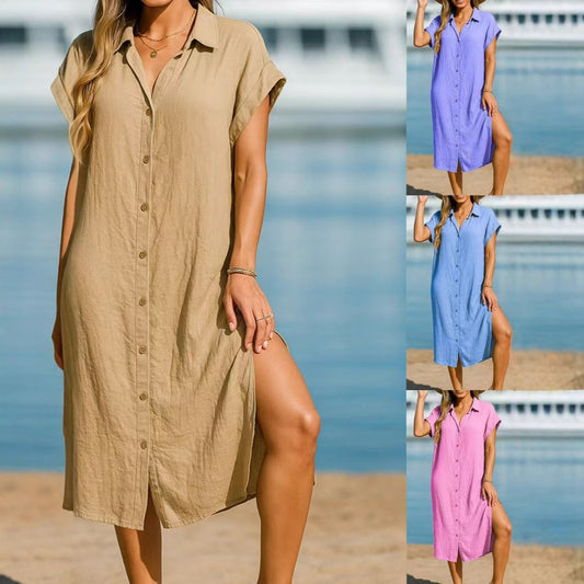 Damen Hemdkleid mit durchgehender Knopfleiste und legerem Schnitt Stalluxe