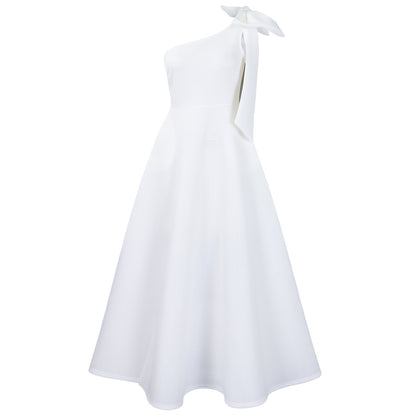 Damen Maxikleid mit asymmetrischem Schnitt und eleganter Schleife Stalluxe