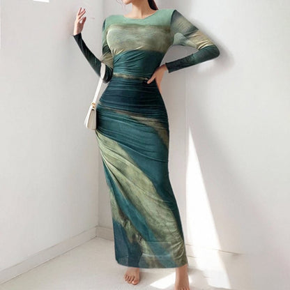 Damen elegantes Maxikleid mit innovativem Farbverlauf Stalluxe