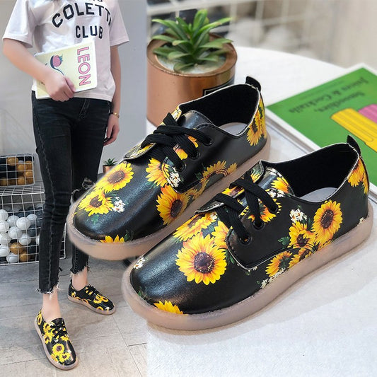 Damen modische Sneaker mit Sonnenblumen-Muster und rutschfester Sohle Stalluxe