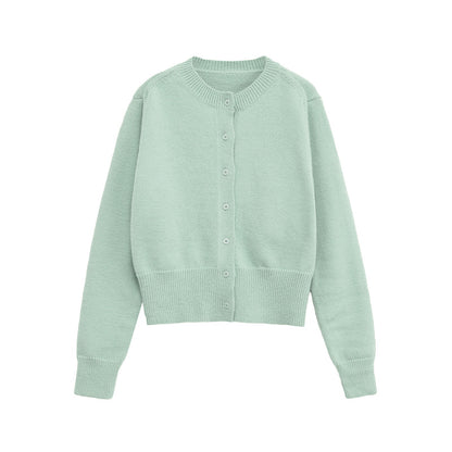 Damen Kurze Strickjacke mit Knopfverschluss und Rippdetails Stalluxe