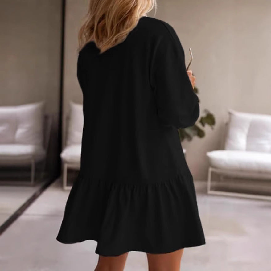 Damen lässiges Kleid mit weitem Schnitt und voluminösen Ärmeln Stalluxe