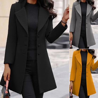 Damen eleganter Langblazer mit strukturiertem Revers Stalluxe