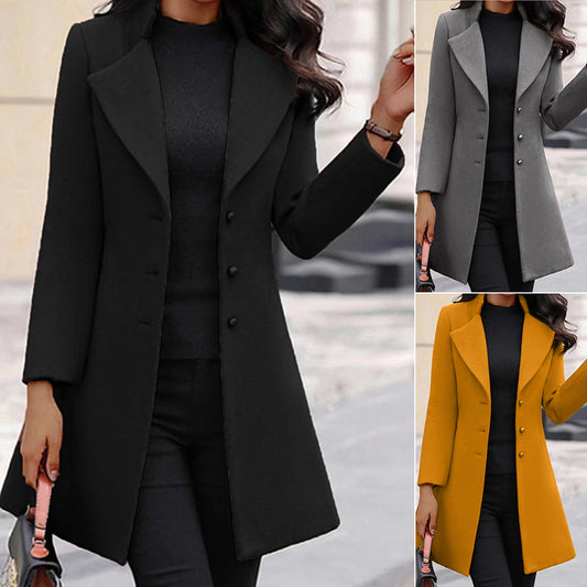 Damen eleganter Langblazer mit strukturiertem Revers Stalluxe