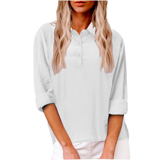 Damen Freizeitbluse mit Knopfleiste und 3/4-Ärmeln Stalluxe