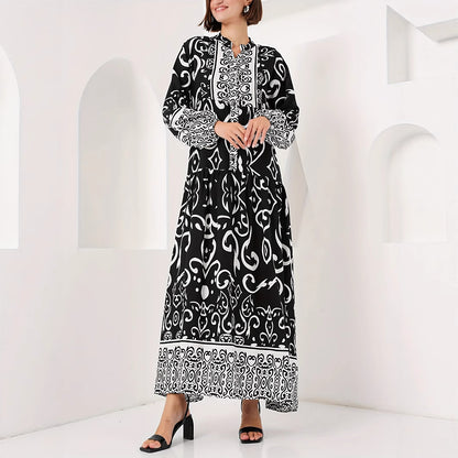 Damen Maxikleid mit kunstvollem Musterdruck Stalluxe