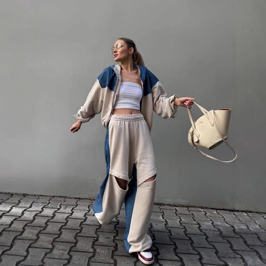 Damen sportliches Set mit modischem Farbblock-Design und lässiger Passform Stalluxe