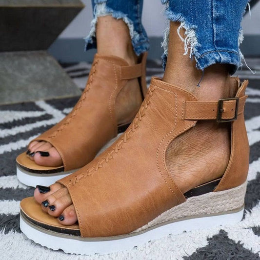 Damen Schnürsandalen mit Keilabsatz Stalluxe