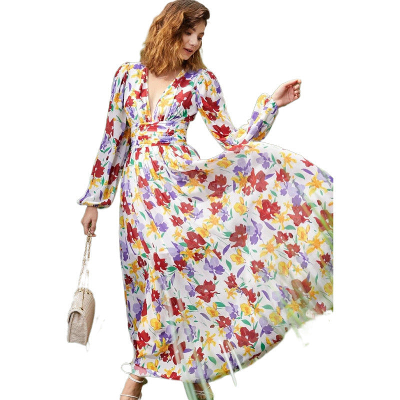 Damen Maxi-Kleid mit fließendem Schnitt und romantischen Blumenmuster Stalluxe