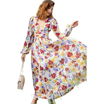 Damen Maxi-Kleid mit fließendem Schnitt und romantischen Blumenmuster Stalluxe