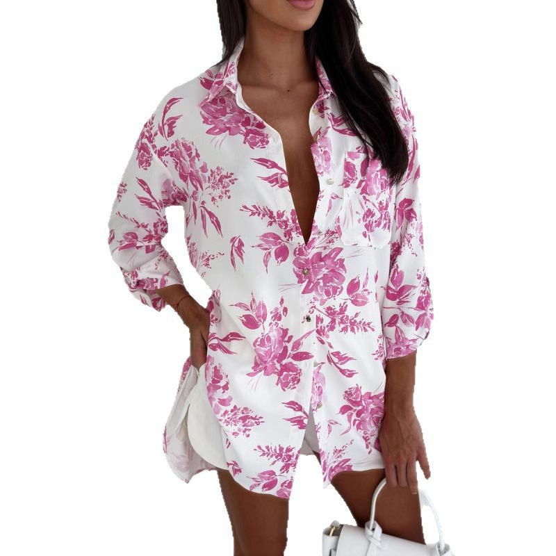 Damen lässige Bluse mit floralem Design und schickem Knopfverschluss Stalluxe