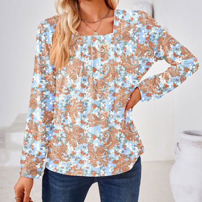 Women's Elegant Floral Print Blouse Stalluxe