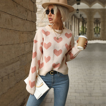 Damen Kuscheliger Strickpullover mit Herzmotiv Stalluxe