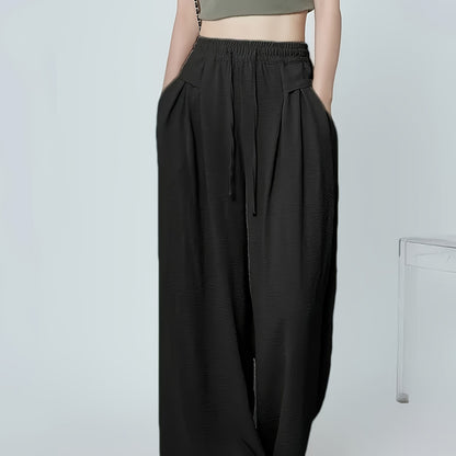 Damen komfortable Lounge-Hosen mit elastischem Bund und modischen Falten Stalluxe
