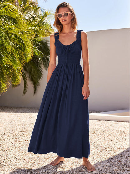 Damen Maxikleid mit Raffungen und Rüschendetails Stalluxe