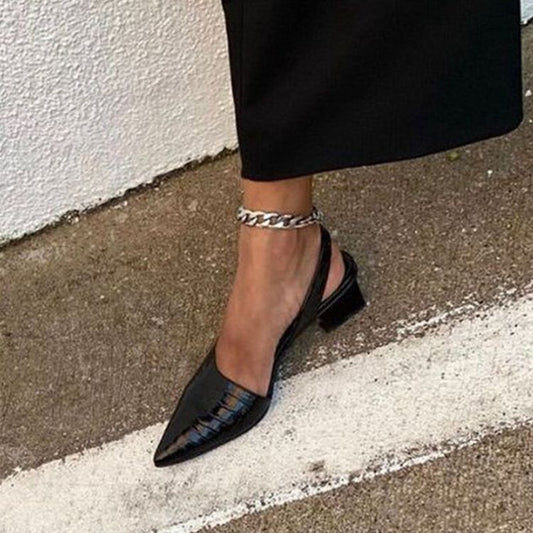 Damen Sling-Pumps mit Kroko-Prägung und rückseitigem Riemen Stalluxe