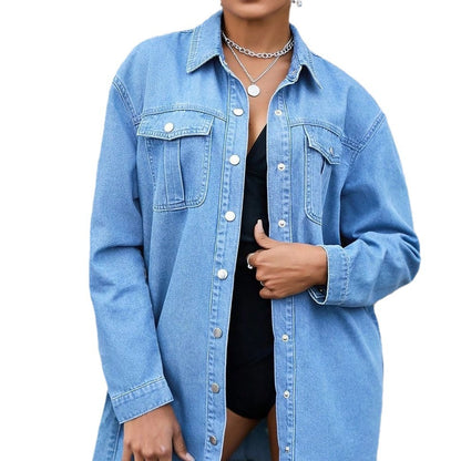 Damen Denim-Hemdkleid mit taillierbarem Gürtel und klassischen Brusttaschen Stalluxe