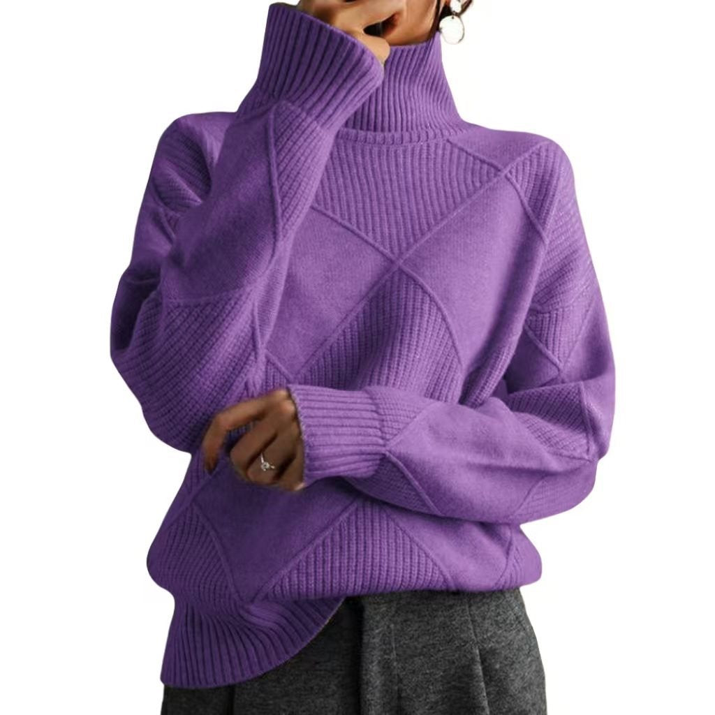 Damen kuscheliger Stehkragenpullover mit strukturiertem Strickmuster Stalluxe