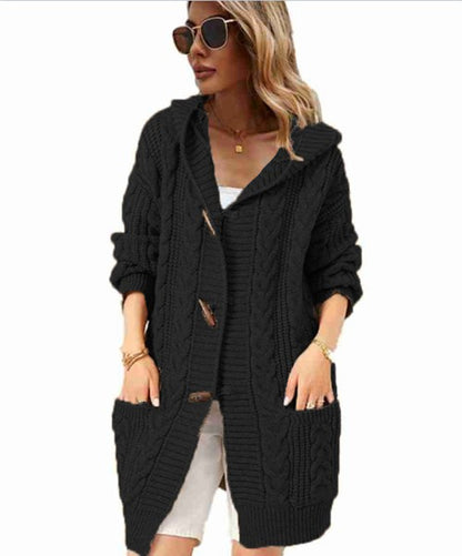 Damen Strickjacke mit Kapuze und Knopfdetails Stalluxe