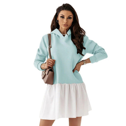 Damen Hoodie-Kleid mit modischem Rüschensaum Stalluxe