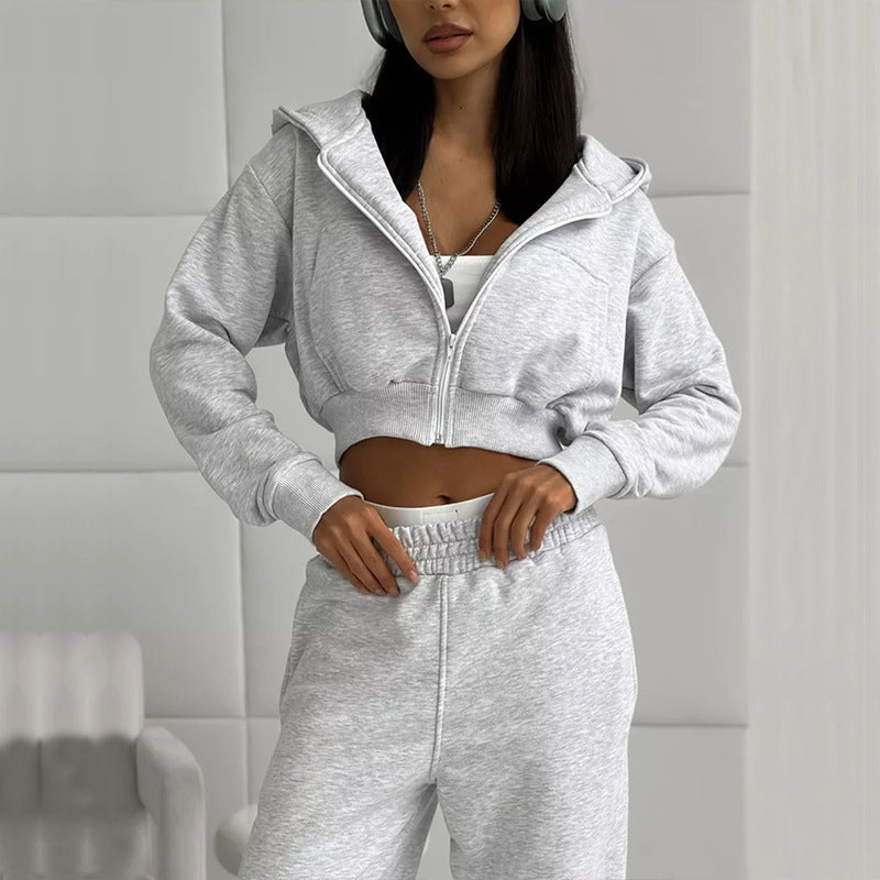 Damen sportliches Cropped Oberteil und weite Freizeithosen Set Stalluxe