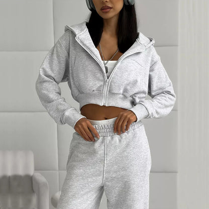 Damen sportliches Cropped Oberteil und weite Freizeithosen Set Stalluxe