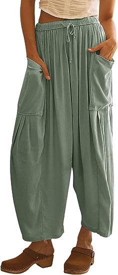 Damen weite Freizeithose mit tiefen Taschen und elastischem Bund Stalluxe