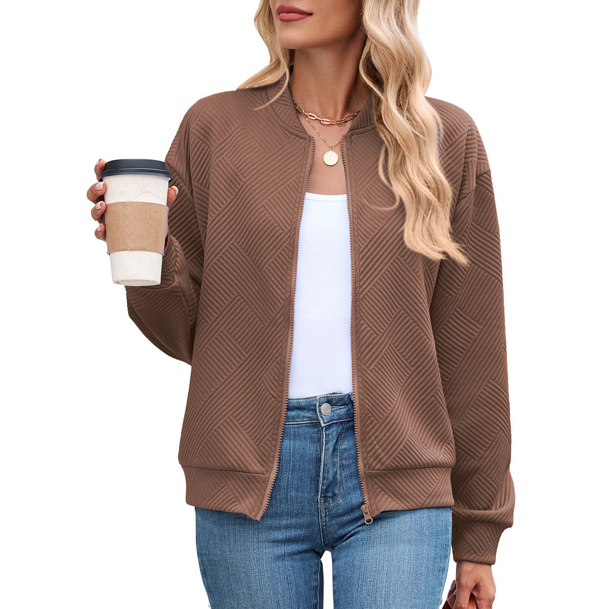 Damen lässige Strickjacke mit strukturiertem Muster und praktischen Taschen Stalluxe
