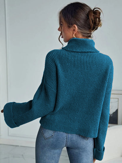 Damen Hochwertiger Strickpullover mit hohem Kragen und strukturiertem Design Stalluxe