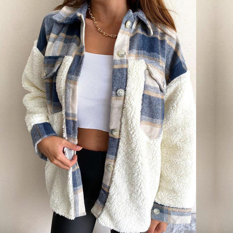 Damen Oversized Flanelljacke mit kuscheligem Innenfutter und praktischen Taschen Stalluxe
