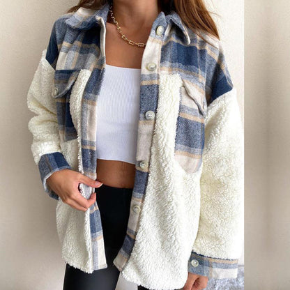 Damen Oversized Flanelljacke mit kuscheligem Innenfutter und praktischen Taschen Stalluxe