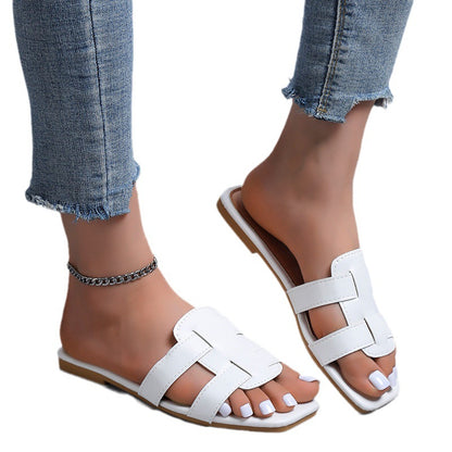 Damen elegante und modische Slip-On Sandalen mit breiten Riemen Stalluxe