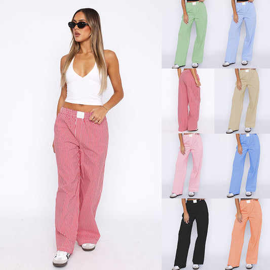 Damen Weite Stoffhose mit eleganten Streifen Stalluxe