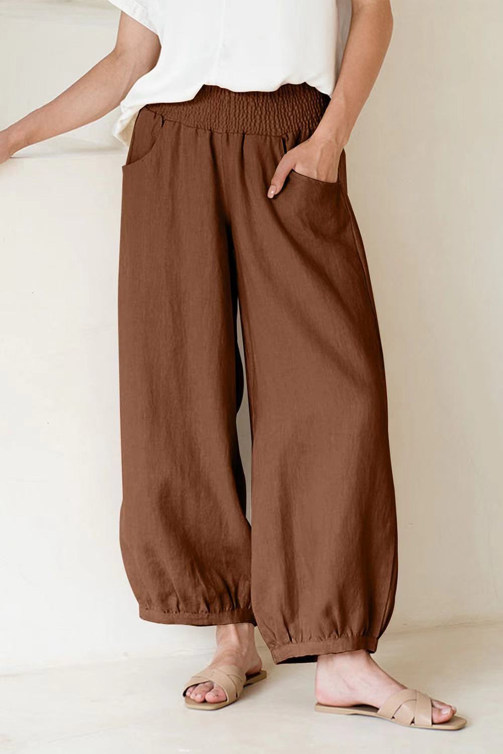 Damen weite Hose mit elastischem Bund und praktischen Seitentaschen Stalluxe