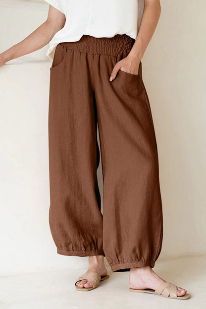 Damen weite Hose mit elastischem Bund und praktischen Seitentaschen Stalluxe