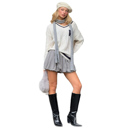 Damen Pullover mit Struktur und V-Ausschnitt Stalluxe