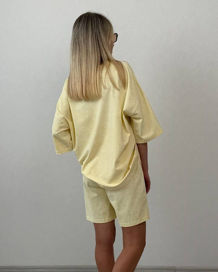 Damen lässiges Kurzarm-Set aus weichem Material mit bequemen Shorts Stalluxe