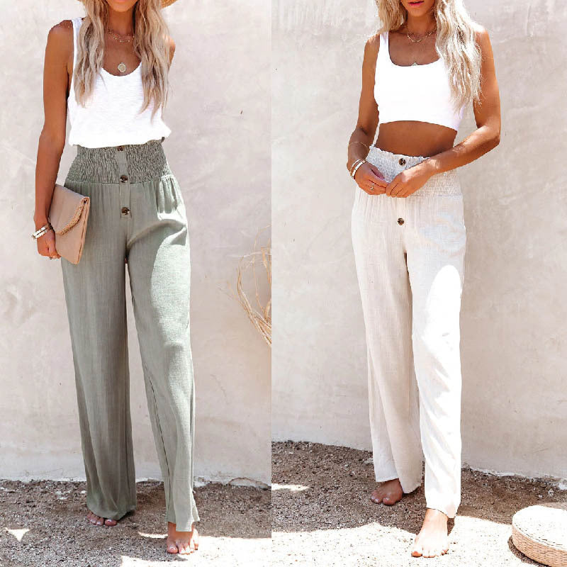 Damen Weite Schnitt Palazzohose mit elastischem Bund Stalluxe