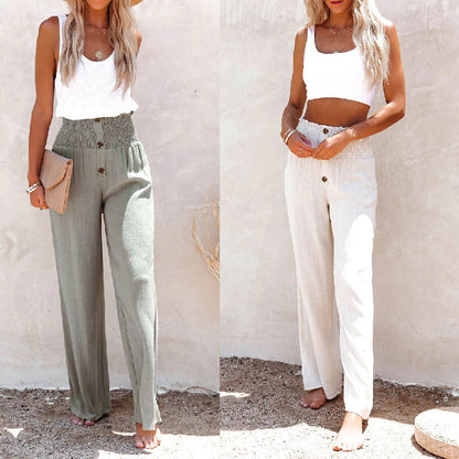 Damen Weite Schnitt Palazzohose mit elastischem Bund Stalluxe