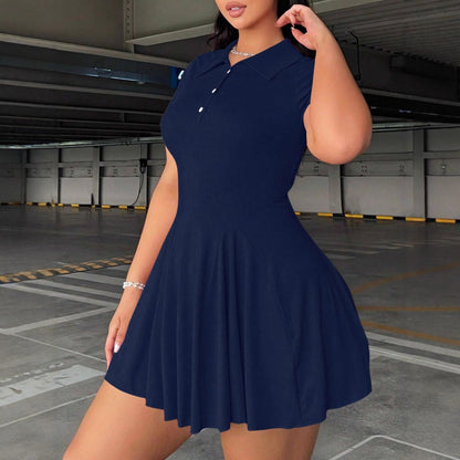 Damen Polo-Kleid mit schwingendem Rock und eleganter Knopfleiste Stalluxe