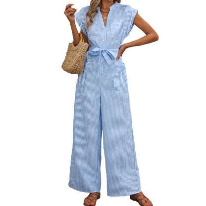 Damen Jumpsuit mit gerafftem Taillenband und praktischen Taschen Stalluxe